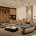 Modern Interior Design Reception Area With Wooden Decor Marble Countertop And Pendant Lights