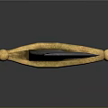 Curved Sword with Sharp Bladed Edge Golden Ornate Hilt and Red Wooden Handle