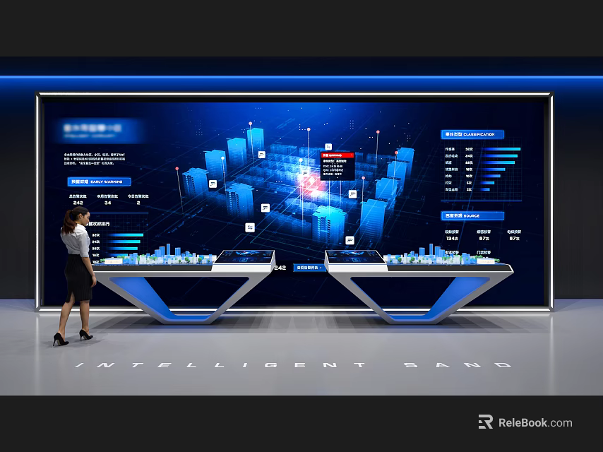 Intelligent Commercial Equipment Featuring Digital Display And Data Visualization Console Interface 3d model 
