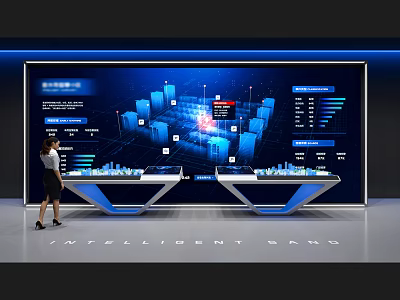 Intelligent Commercial Equipment Featuring Digital Display And Data Visualization Console Interface 3d model