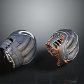 Two Premium Baseball Gloves With Dark Gray White Accents And Black Orange Stitching