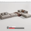 Modern Sectional Sofa With Gray Brown Upholstery Cozy Cushions And Soft Throw Blanket
