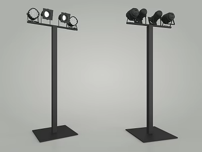 Black Floor Standing Decorative Lamps With Multiple Bulbs And Square Base 3d model