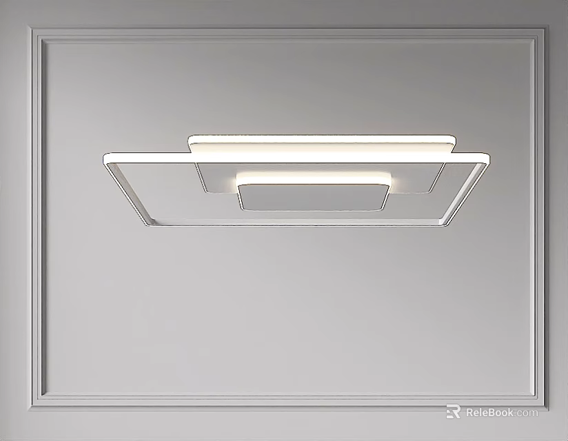 Modern Minimalist Rectangular Ceiling Light With Layered LED Bright Sleek Design 3d model