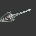 3D Rendered Ancient Weapon Featuring Metal Spearhead Wooden Shaft and Blue Accent