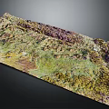 Detailed Colorful Terrain Model Featuring Undulating Landforms Mountain Ranges And Plains