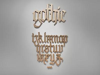 Gothic Wooden Letter Wall Hanging Decorative Art Design For Home 3d model