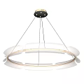 Elegant Modern Chandelier With Circular Transparent Acrylic Rings And Golden Frame Lighting