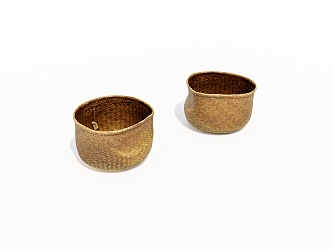 Bamboo woven basket old items 3d model