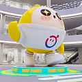 Yellow Cartoon Inflatable Model With Smiley Logo For Deli Family In Shopping Mall Hall