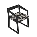 Modern Single Chair With Black Frame And Geometric Pattern Seat Fabric 3d model