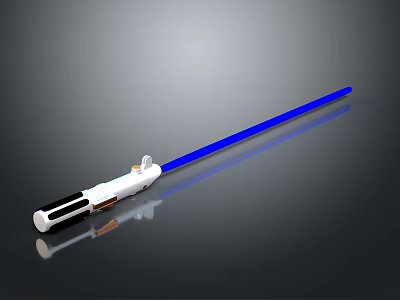 Blue Lightsaber Weapon With White Handle And Sleek Reflective Design 3d model