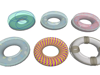 Colorful Swim Rings with Various Patterns as Sports Equipment Designs 3d model