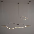 Modern Wave Shaped Pendant Lights Hanging From Ceiling With Streamlined LED Design 3d model