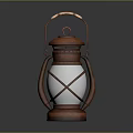 Vintage Lantern With Rustic Metal Frame White Shade And Wooden Handle