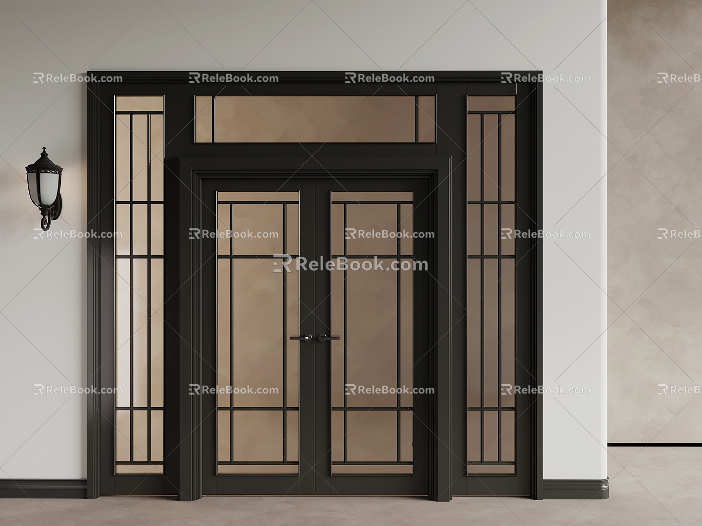 Modern French Double Door New Chinese Double Door Glass Door Entry Door Hotel Door 3d model