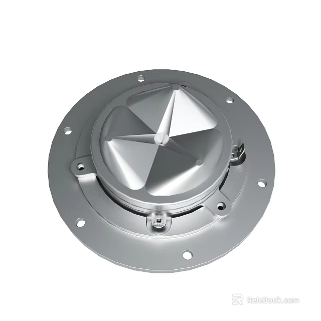 Industrial Metal Circular Flange Cover With Star Shaped Center And Fixed Holes 3d model 