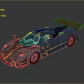 Sleek Sports Car With Aerodynamic Design Metallic Finish Colorful Accents And Rear Spoiler