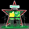 Heineken Silver Interactive Zone With Star Shaped Neon Light Screen And Drum Devices 3d model