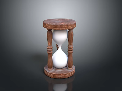 Vintage Wooden Hourglass With Ornate Carved Legs And White Sand Timer 3d model