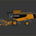 Orange Combine Harvester With Long Header Black Cab And Large Wheels 3d model