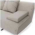 Light Colored Sectional Sofa With Cushions Throw Blanket And Black Legs Modern Design 3d model