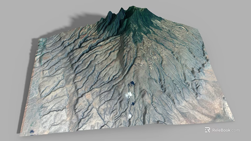 Rockery Stone With Natural Mountain Like Shape And Green Textured Surface 3d model 
