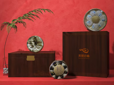 Wooden Tea Box With Golden Logo And Traditional Design For Premium Tea Storage 3d model