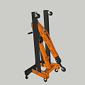 Orange And Black Hydraulic Lifting Device With Wheels For Heavy Loads 3d model