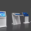 Modern Public Self Service Kiosks With Interactive Touchscreen And Display Screens 3d model