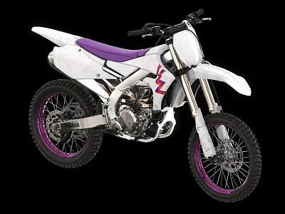 White Dirt Motorcycle With Purple Seat Rims And Pink Lightning Graphic 3d model