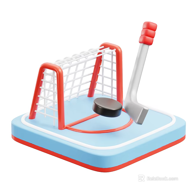 Tabletop Hockey Sports Equipment Set With Miniature Goal Hockey Stick And Puck 3d model 