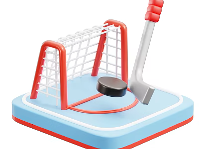 Tabletop Hockey Sports Equipment Set With Miniature Goal Hockey Stick And Puck 3d model