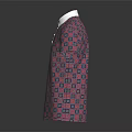 Stylish Short Sleeved Polo Shirt With White Collar And Pink Blue Geometric Pattern
