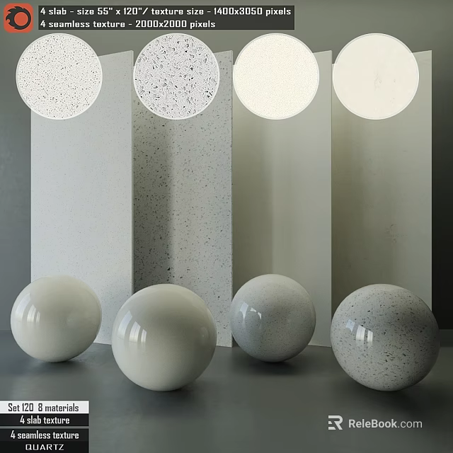 Decorative Display Components With Solid White And Speckled Spheres Alongside Panel Elements 3d model 