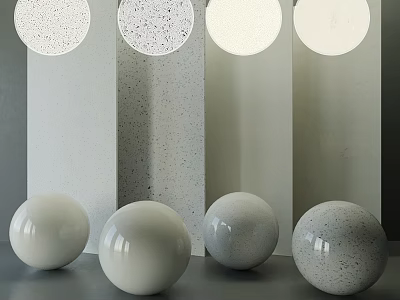 Decorative Display Components With Solid White And Speckled Spheres Alongside Panel Elements 3d model