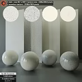 Decorative Display Components With Solid White And Speckled Spheres Alongside Panel Elements