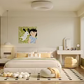 Cozy Children's Bedroom Interior With Cute Wall Art And Soft Plush Rug