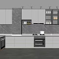 Modern Kitchen Design With Stylish Dark Wall Base Cabinets And Countertop Lighting 3d model