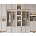 Modern Shoe Cabinet Design With Storage Space Hanging Area And Decorative Elements 3d model