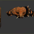 Male Warrior Character With Orange Skin Tusks Muscular Build And Battle Axe