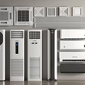 Various Types of Air Conditioner Fans Including Wall Mounted and Standing Designs for Home Use