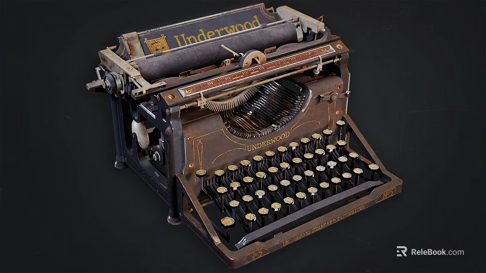 Vintage Underwood Typewriter Featuring Classic Metal Body And Retro Design Details 3d model 