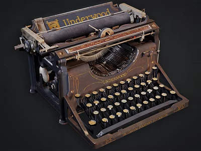 Vintage Underwood Typewriter Featuring Classic Metal Body And Retro Design Details 3d model