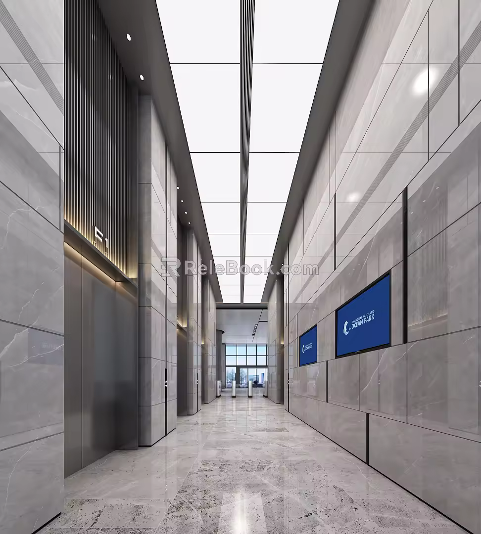 Modern Elevator Hall Office Building Elevator Hall 3d model