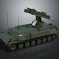 Military Green Modern Armored Tank With Tracked Chassis Missile Launcher And Antennas