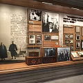 Museum Historical Exhibition Showcase Vintage Artifacts Old Photos And Text Displays