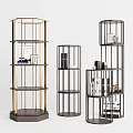Modern bookshelf decorative rack combination 3d model