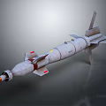 Military Missile 3D Model With White Body Red Markings Tail Fins And Orange Warhead