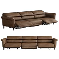 Brown Leather Sectional Sofa with Reclining Seats and Modern Design for Living Room